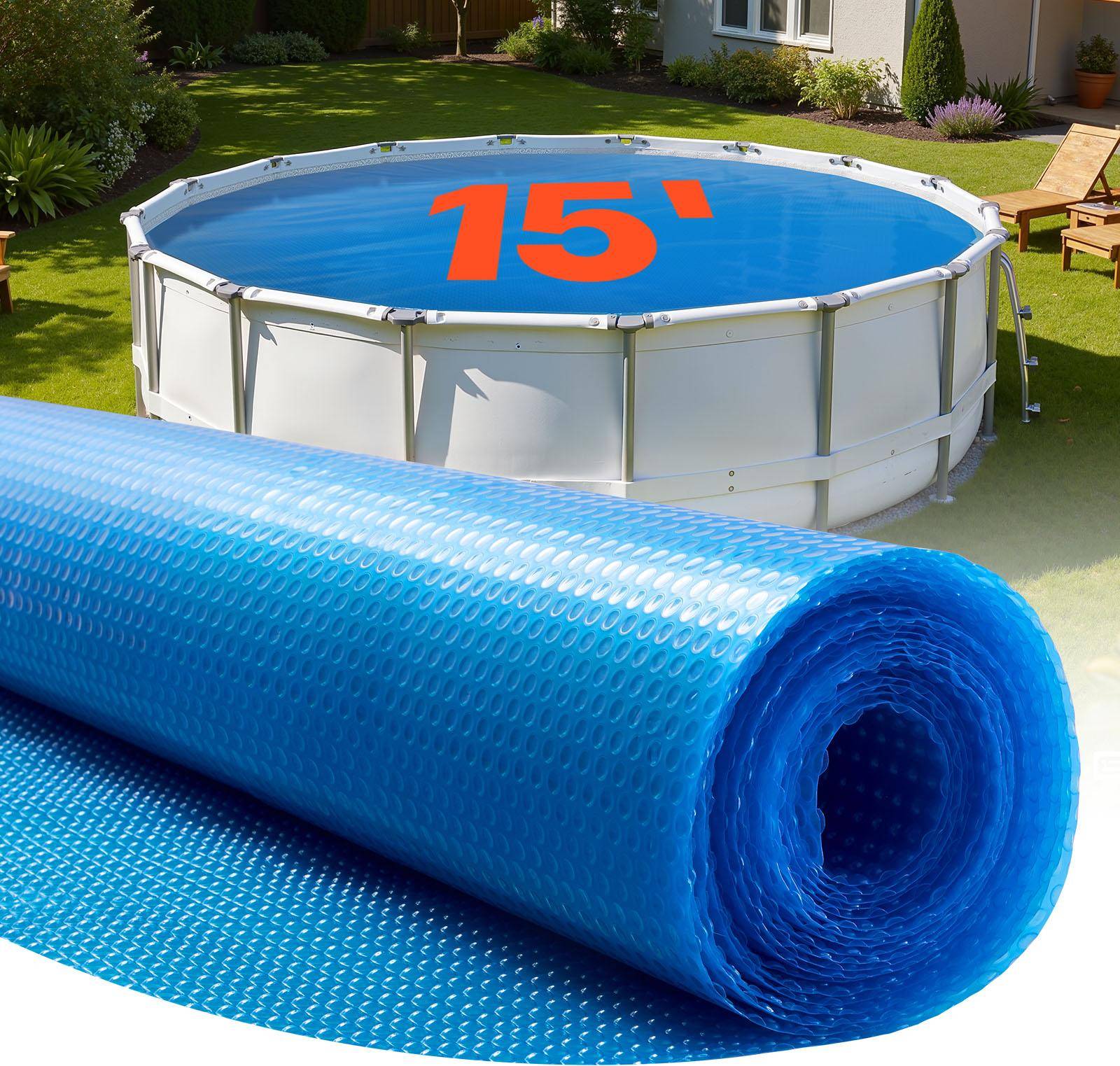 VEVOR Solcellsskydd Pool 4.57 m Runt Blå