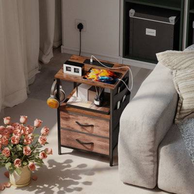 Homcom Slim Side with Charging Station Bedside Table