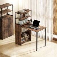 Homcom Foldable Computer Rustic Brown Writing Desk