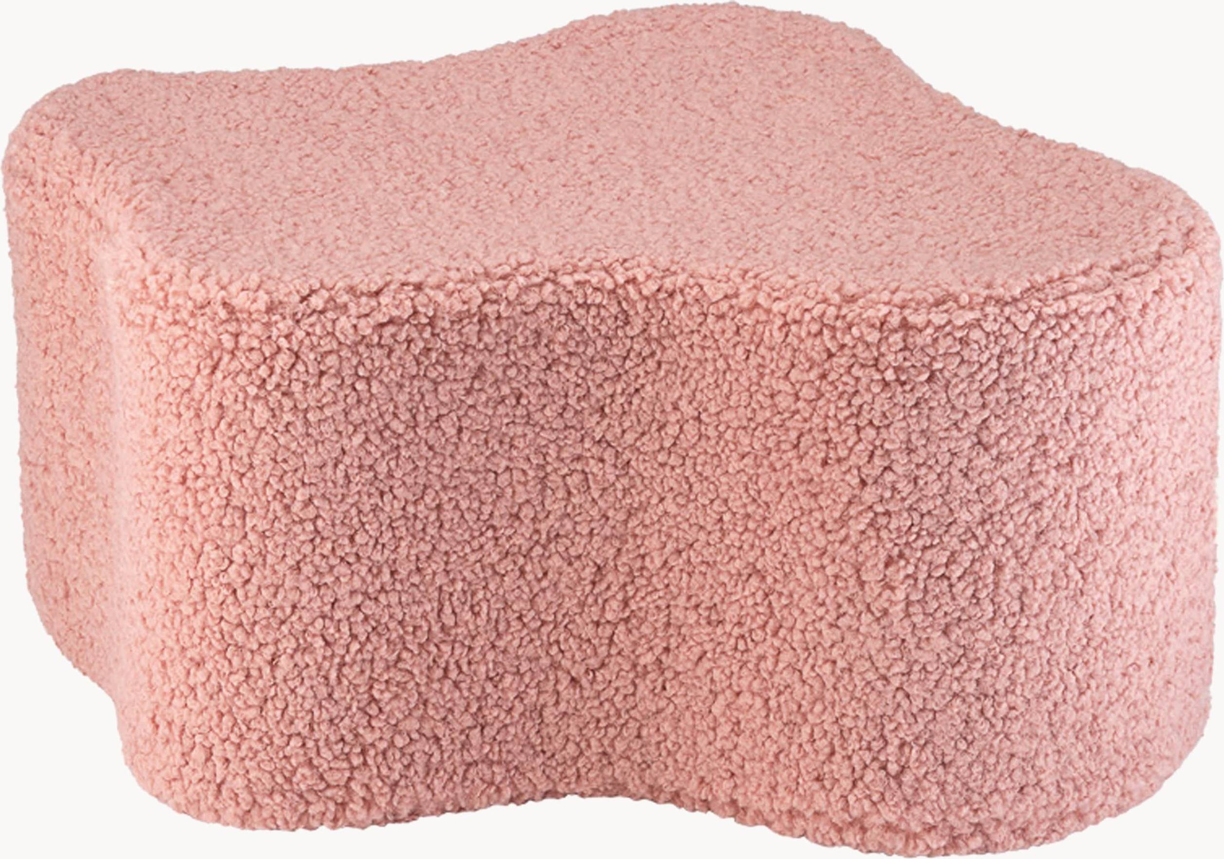 Pouf Per Bambini In Teddy Rosa Con Rivestimento