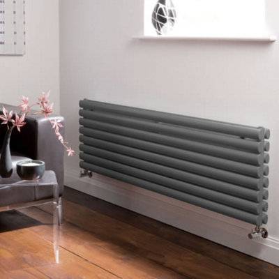 Anthracite Horizontal Double Oval Panel Designer Radiator