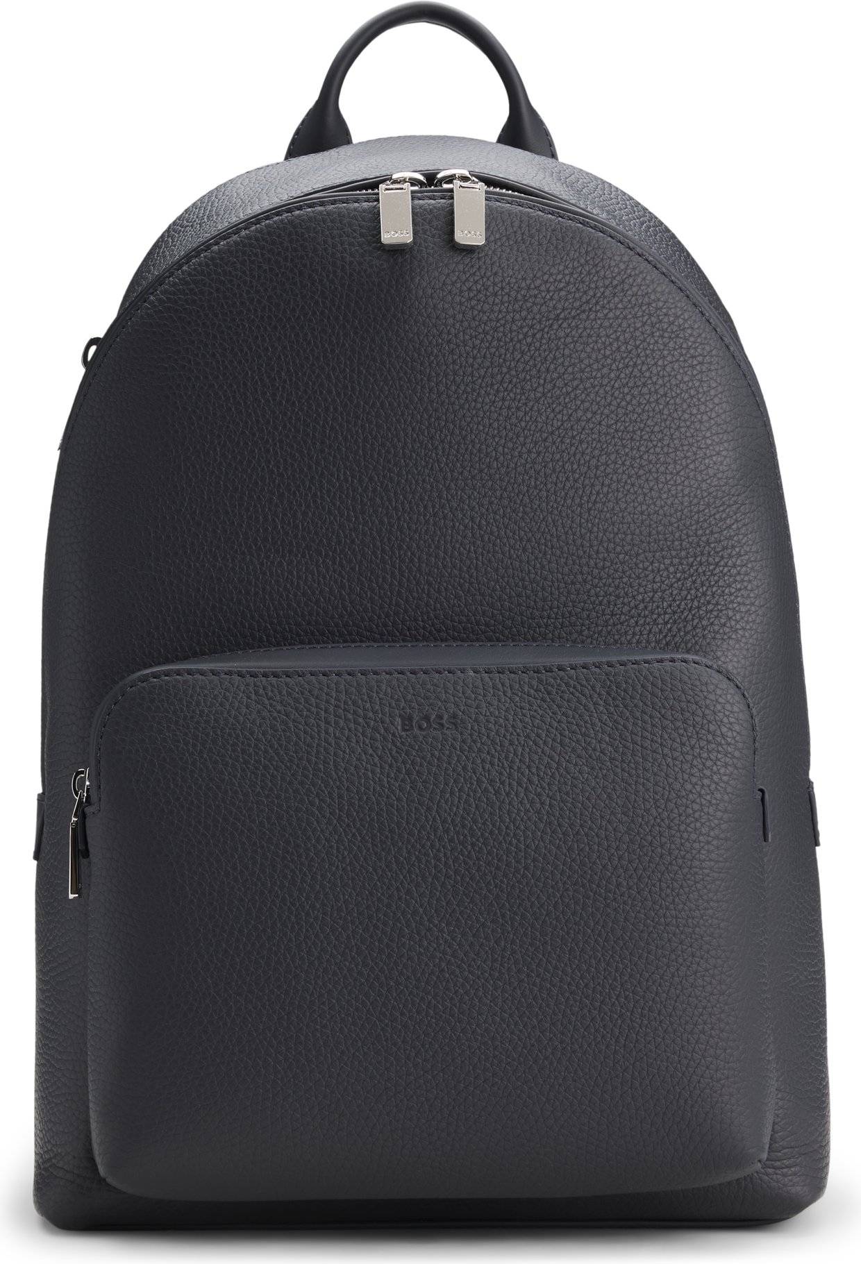 BOSS Grained Italian Leather Backpack Embossed Logo