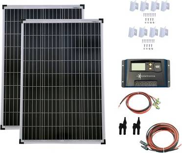 Set 2x 100w Poly Solar Module 20a Charge Controller Yellow