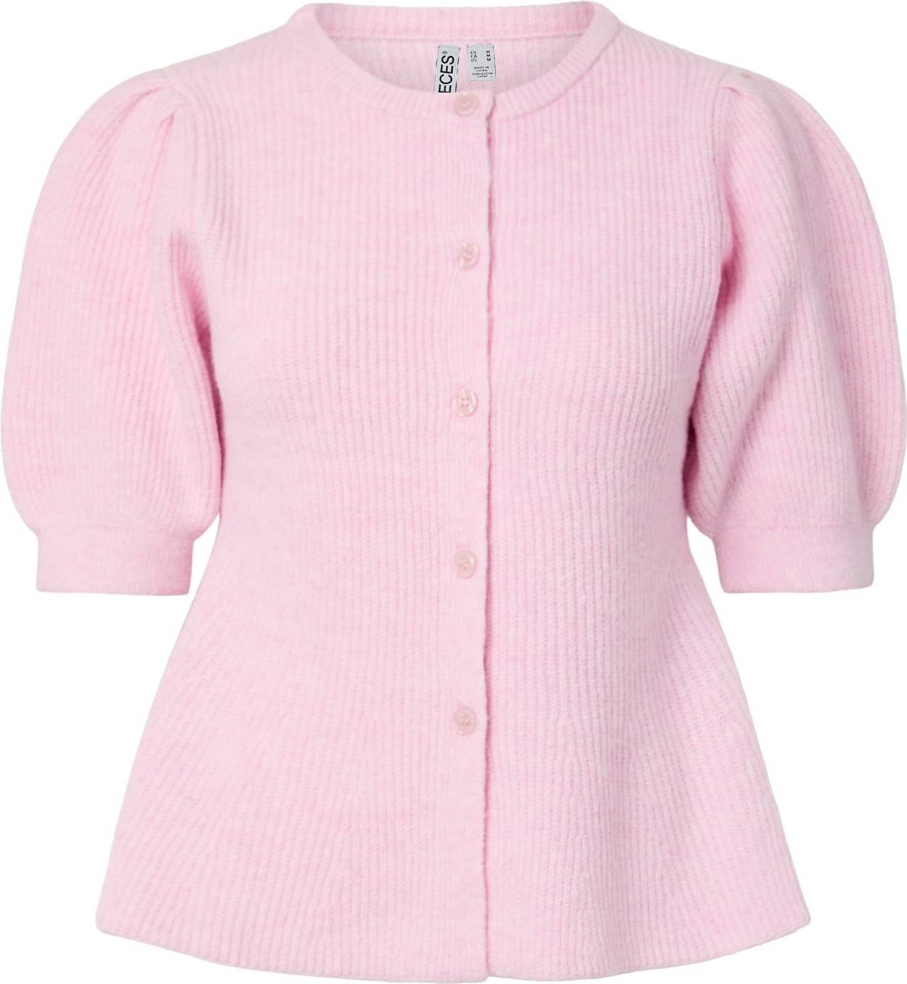 Pieces Pcsilly Puff Stickad Kofta - Rosa