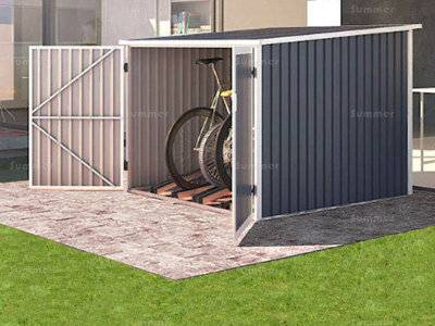 Metal bike shed B&Q Metal Bike Store With Dedicated Racks Dark Grey