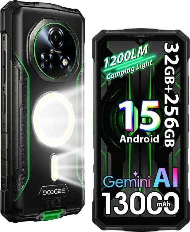 Doogee Fire 7 Pro Green Rugged Android 15 Smartphone
