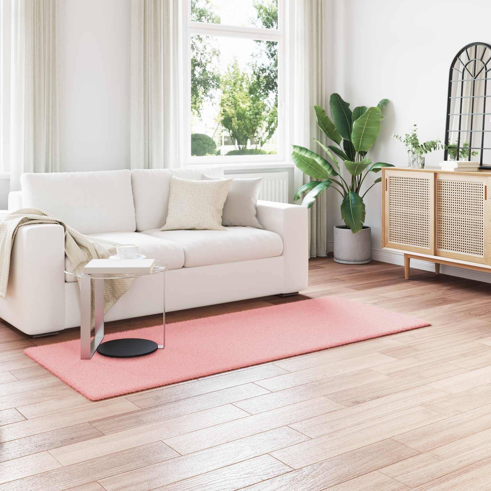 vidaXL Faux Rabbit Fur Rug Olite 80 x 200 cm Pink