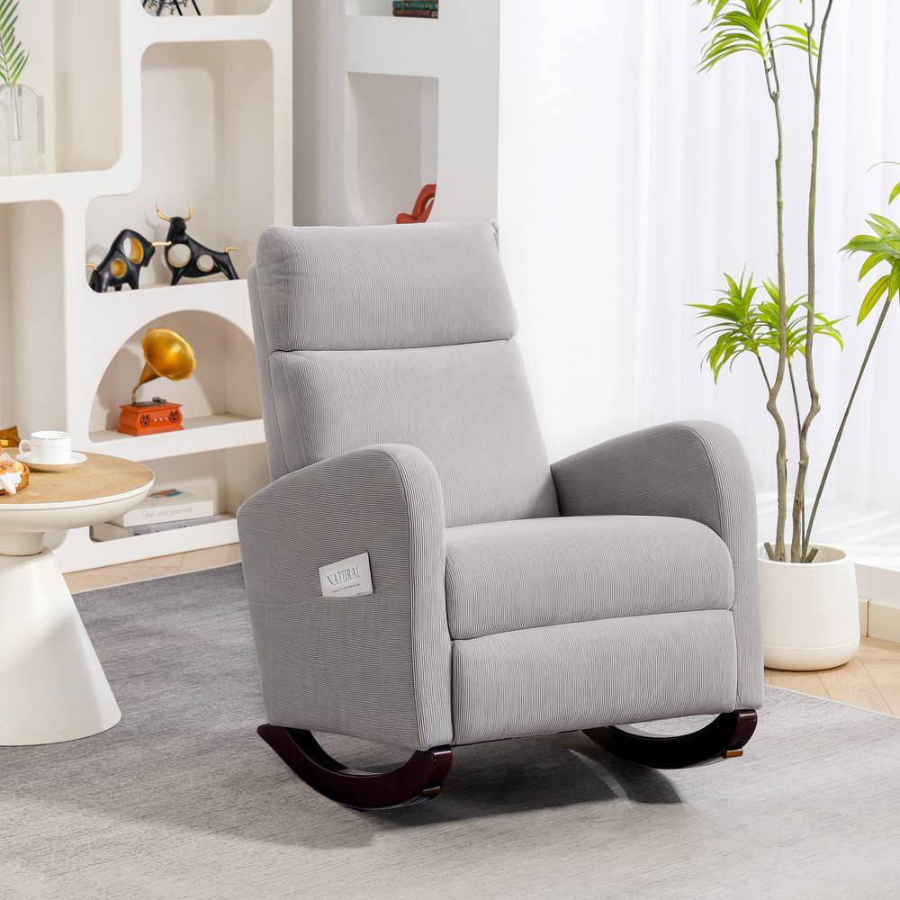 Homcom Modern High Back Corduroy Leisure Grey Rocking Chair