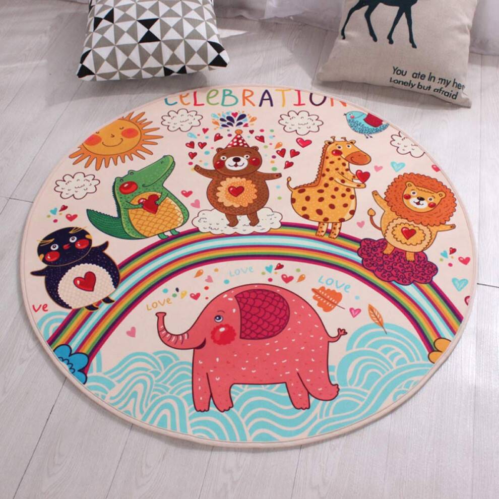 Round Cartoon Waterproof Kids Area Rug 160cm