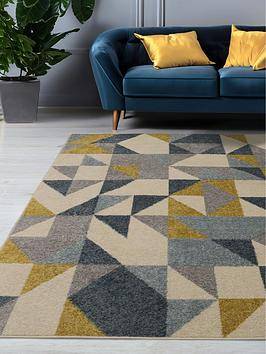 Homemaker Juno Multi Geo Gold Rug 160x230 cm Blue