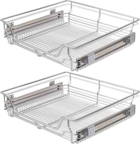 Kitchen shelves vidaXL Pull-Out Wire Baskets Kitchen Utensil Holder Rack Unit - Silver