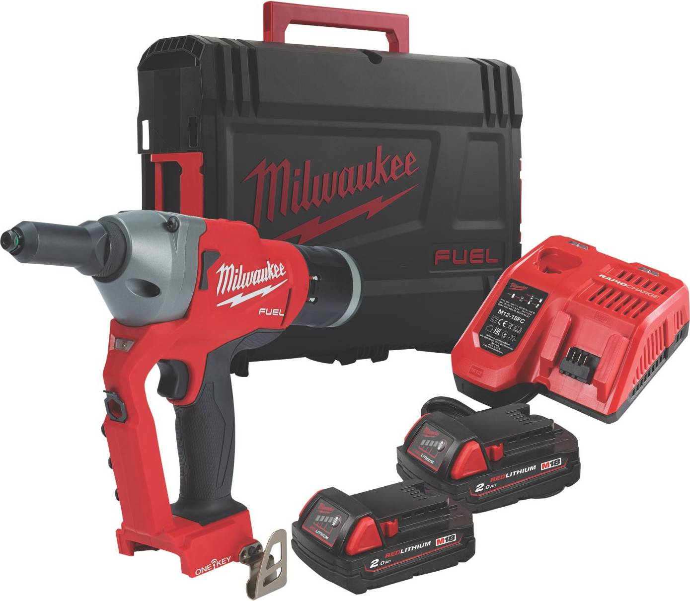 Milwaukee M18 ONEFPRT-202X 18V Fuel One-Key Brushless Rivet Gun Kit