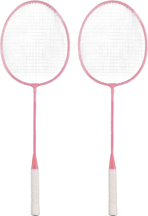 Pink Iron Alloy Badminton Racket Set