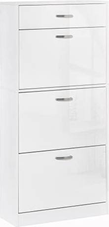Homcom High Gloss Cabinet With 3 Flip Drawers Shoe Rack