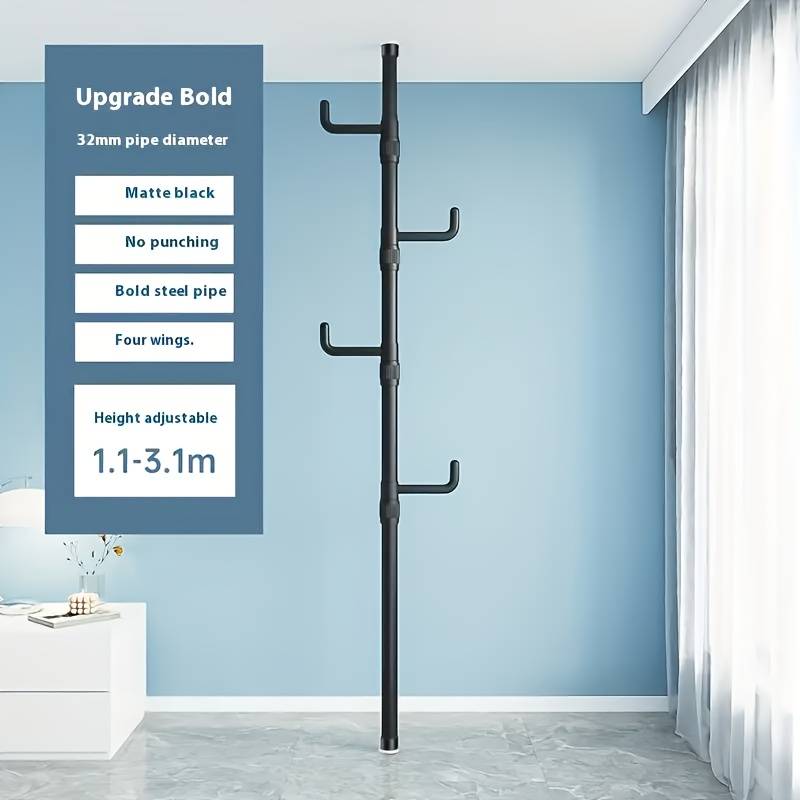 Temu Adjustable Tension Rod Clothes Rack