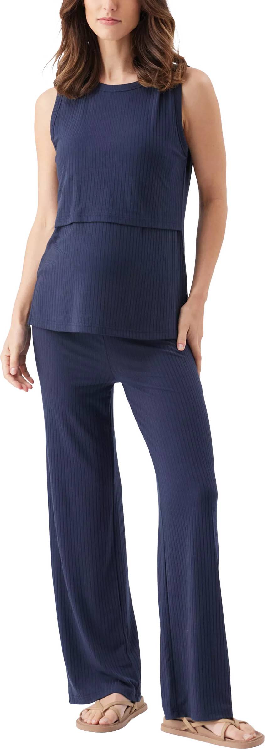 Peter Rib Nursing Tank Top - Navy