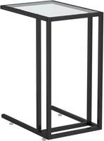 Berkfield Home Computer Side Transparent Tempered Glass Table