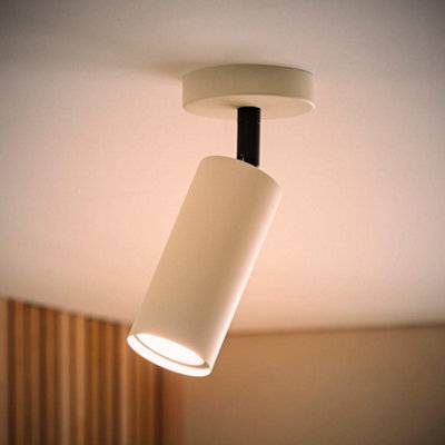 ValueLights Taylor Matte Adjustable Tube Ceiling Light With Bulb In Cream Spotlight