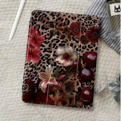 Shein Leopard Floral Pattern Flat Protective Case