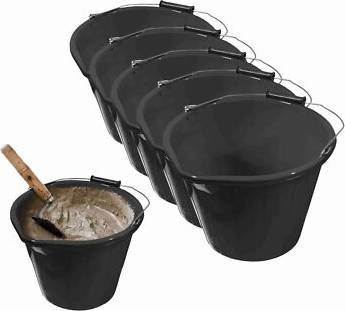 5 Plastic Builders Bucket With Handle Large