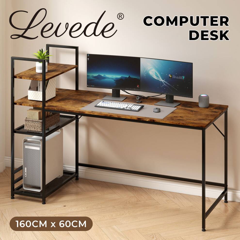 Computer Study Table Workstation 4-Tier Shelf Writing Desk