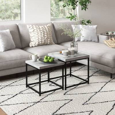 Homcom Coffee Set Of 2 Grey Nesting Table
