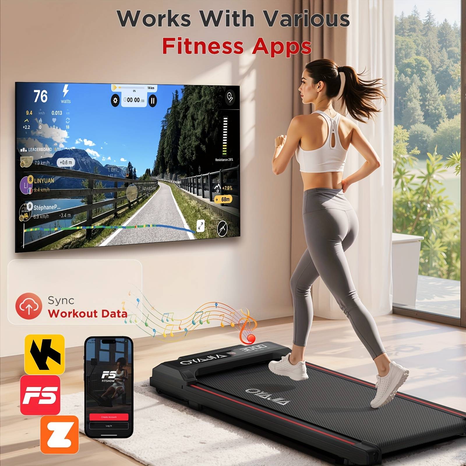 Treadmill With Display 12 Programs