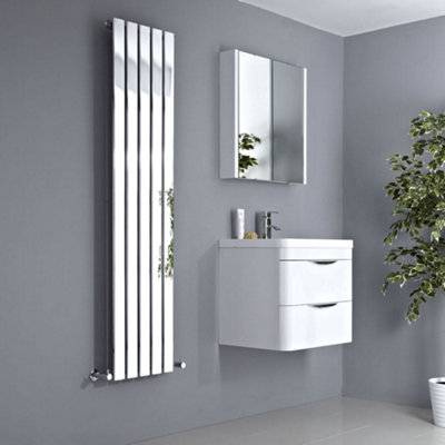 Chrome Vertical Single Flat Panel Radiator