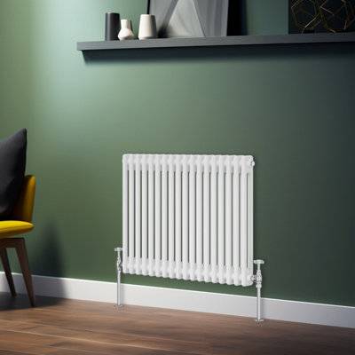 Traditional White Horizontal Double Column Radiator