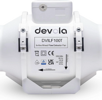 Devola 100mm In-Line Mixed Flow Extractor Fan DVILF100T