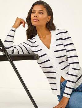 Roman Split Detail Rib Jumper - White
