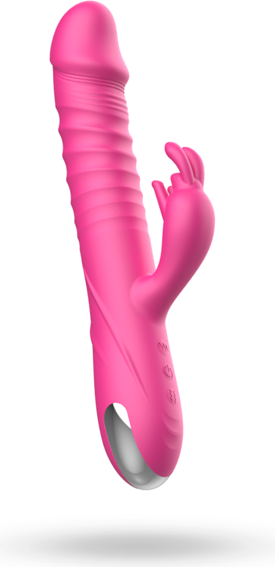Thrusting rabbit vibrator Sexleksaker Sustainable Pleasure Pink Vibrating Deep Thrusting Rabbit Vibrator