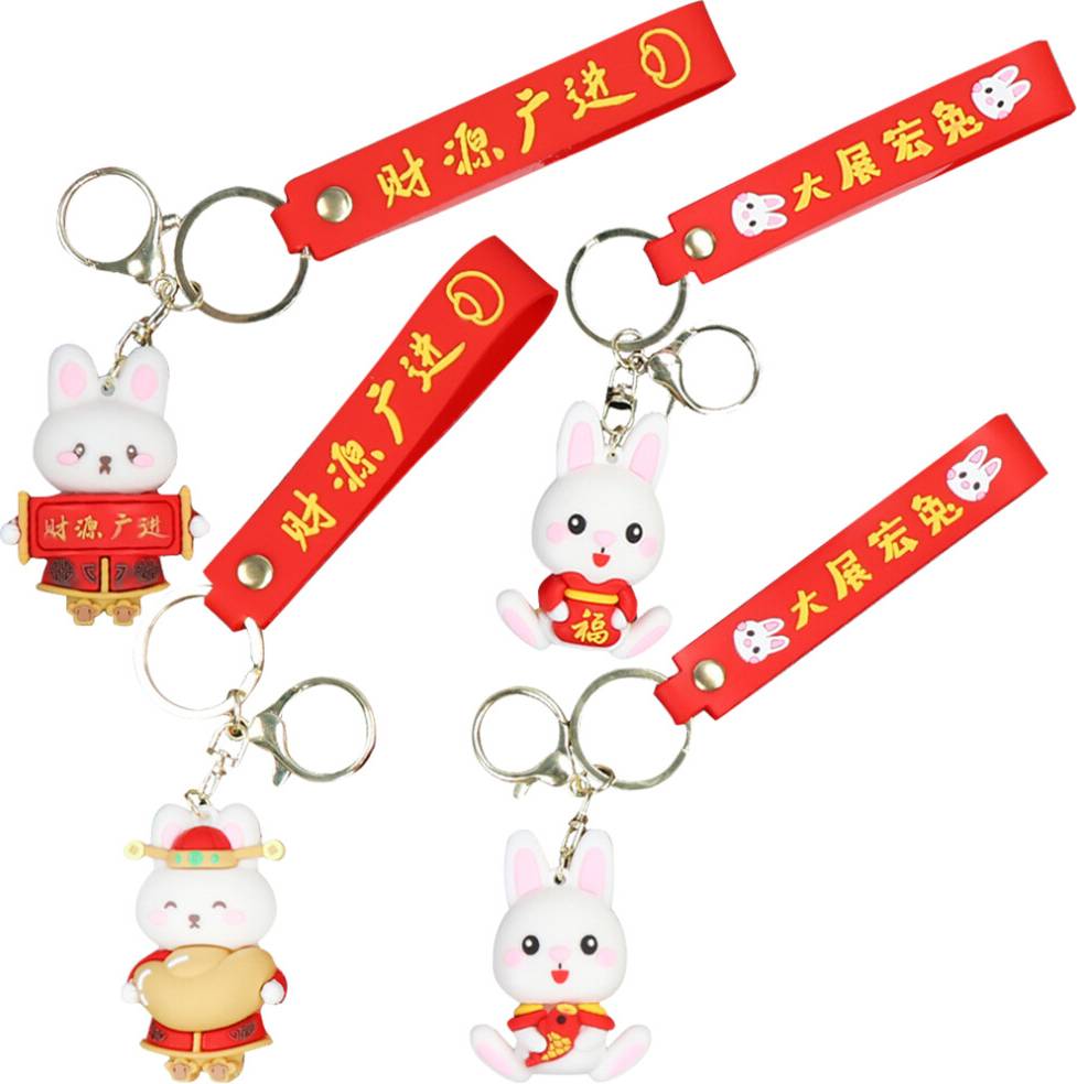 Inoomp Raindrops Rabbit Key Rings Chinese Pendant Cartoon