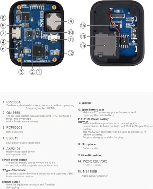Raspberry pi pico 2 Raspberry Pi Pico 2 RP2350 1.8 Inch AMOLED Development Board