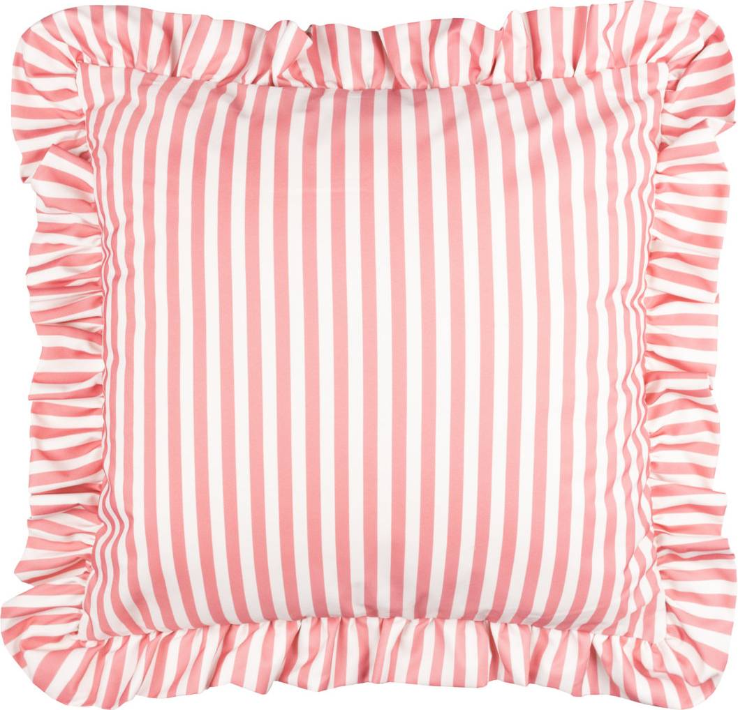 Wylder Nature Pink Millie Ruffle Striped Outdoor Cushion Innerkudde Rosa