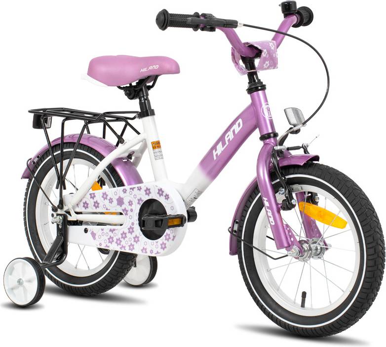 Hiland Starry Kids Bike with Training Wheels Bell Rear Rack