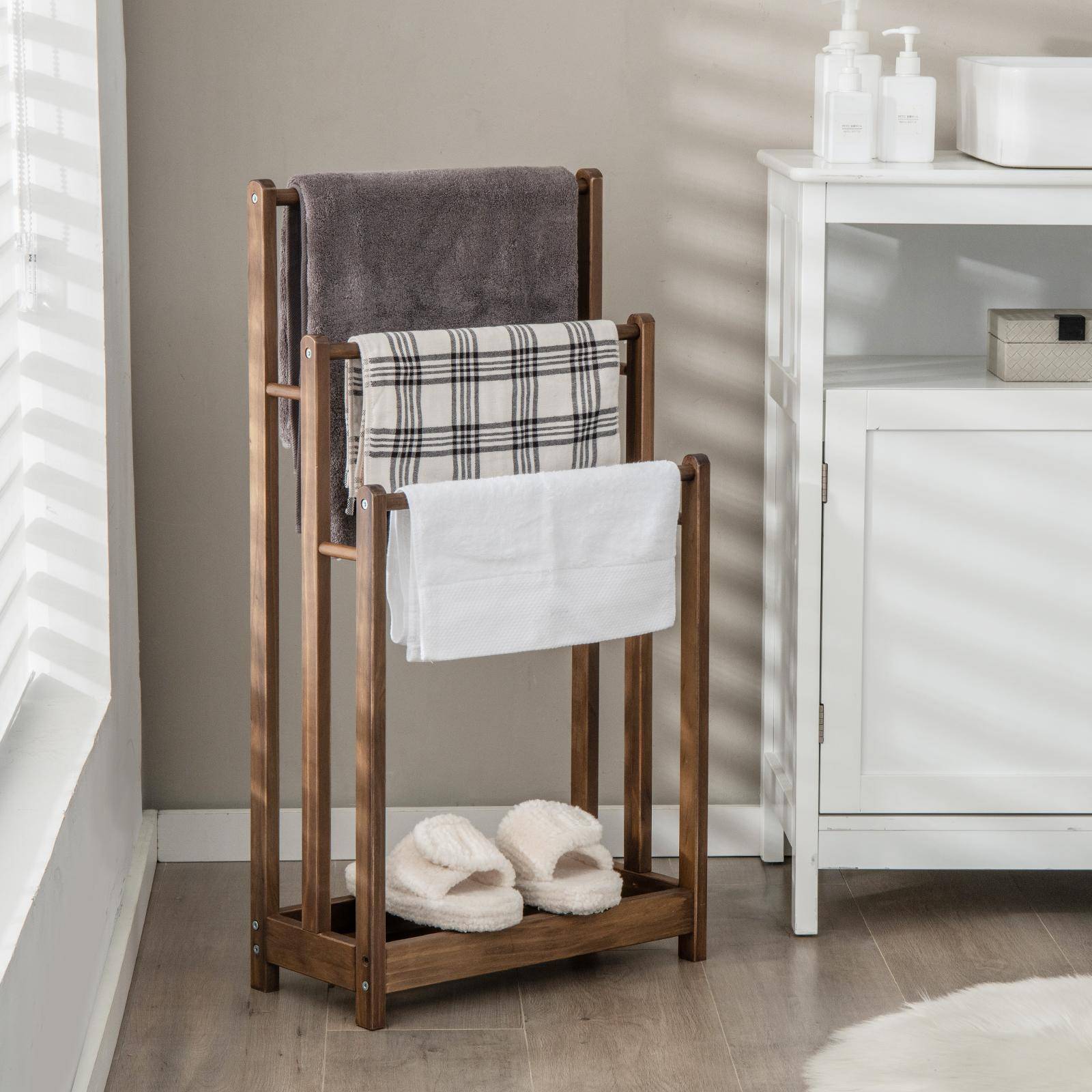 Towel drying rack Baboom Freestanding Towel Rack 3-Bar Solid Drying Stand