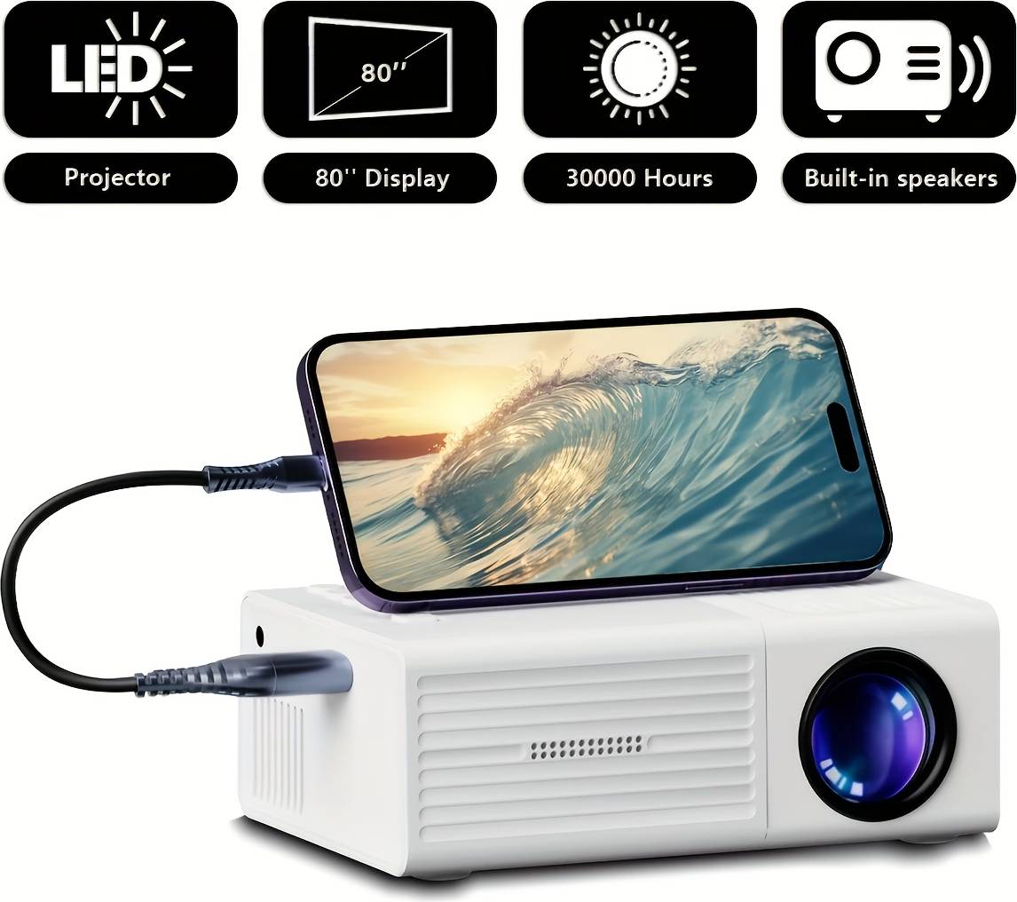 Mini portable projector Temu Mini Portable Video Projector With Full HD 4K Support
