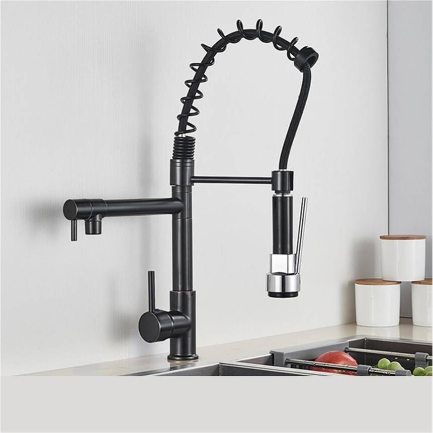 Sink side Spring Kitchen Faucet Dual Spout