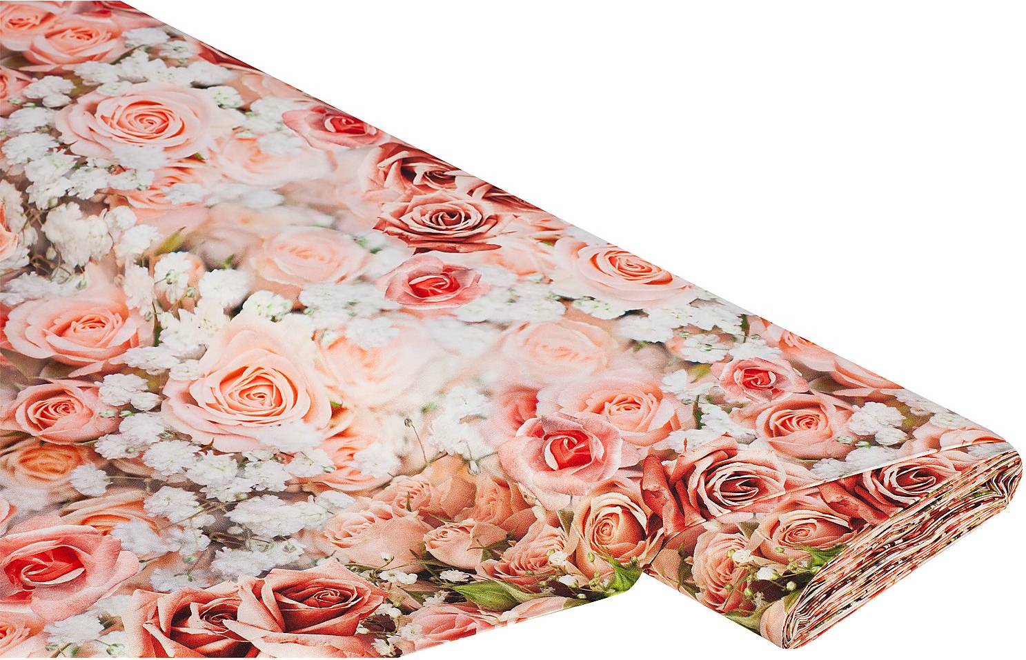 Buttinette Coton Impression Numérique Roses Tons Roses Tissu Rose, Multicolore