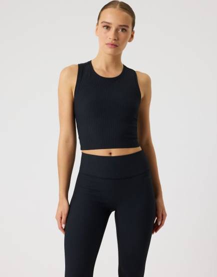 Björn Borg Studio Ribbed Cropped Tank Top - Sort