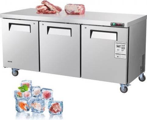 Commercial freezer VEVOR 72 Inch Commercial Freezer with LED Auto Lighting