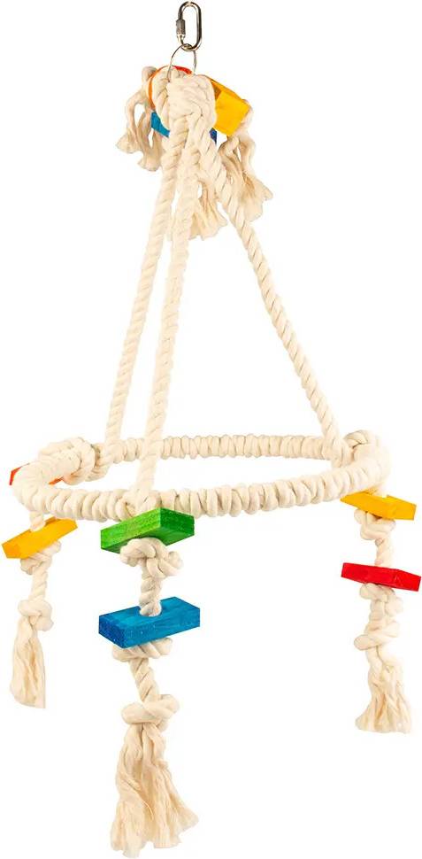 Duvo+ Colorful Pyramid Bird Toy With Cubes And Rope Beige