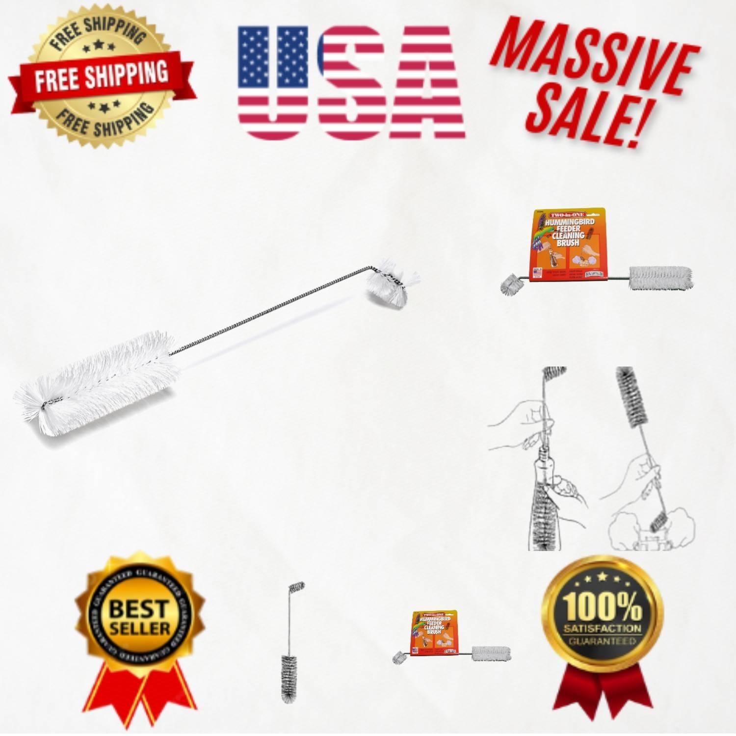 Durable Two-In-One Hummingbird Feeder Cleaning Brush
