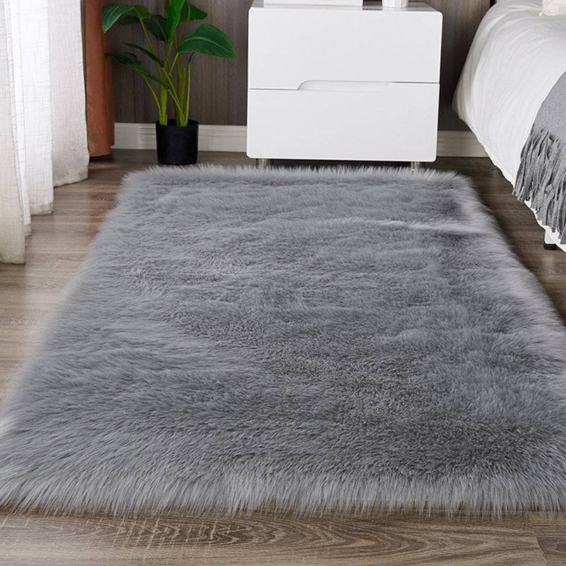 Rectangular Shaggy Floor Rug Grey