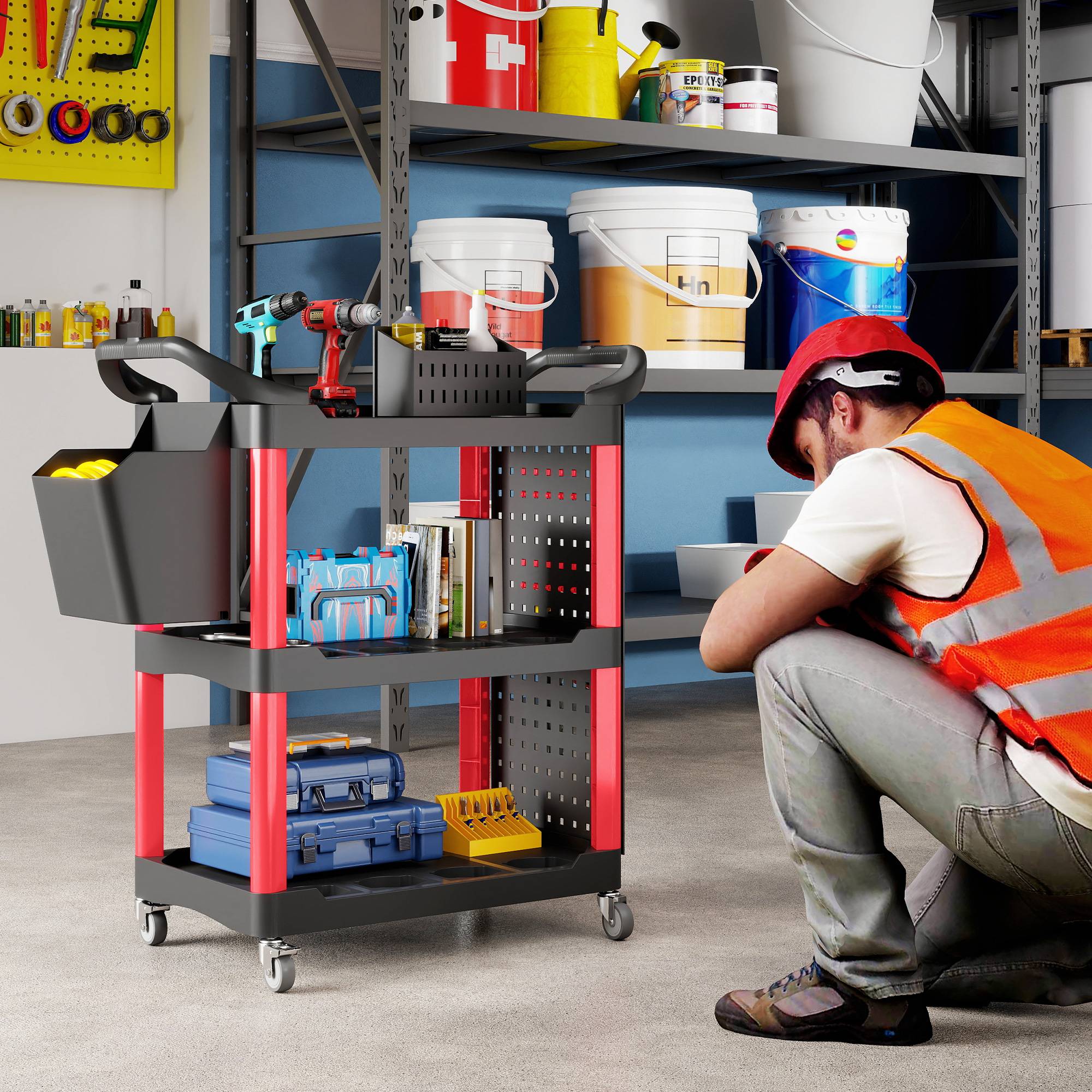 Rolling tool box Homcom 3-Tier Rolling Tool Cart Storage Box