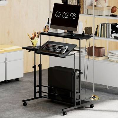 Adjustable standing desk Homcom Adjustable Standing Black Writing Desk