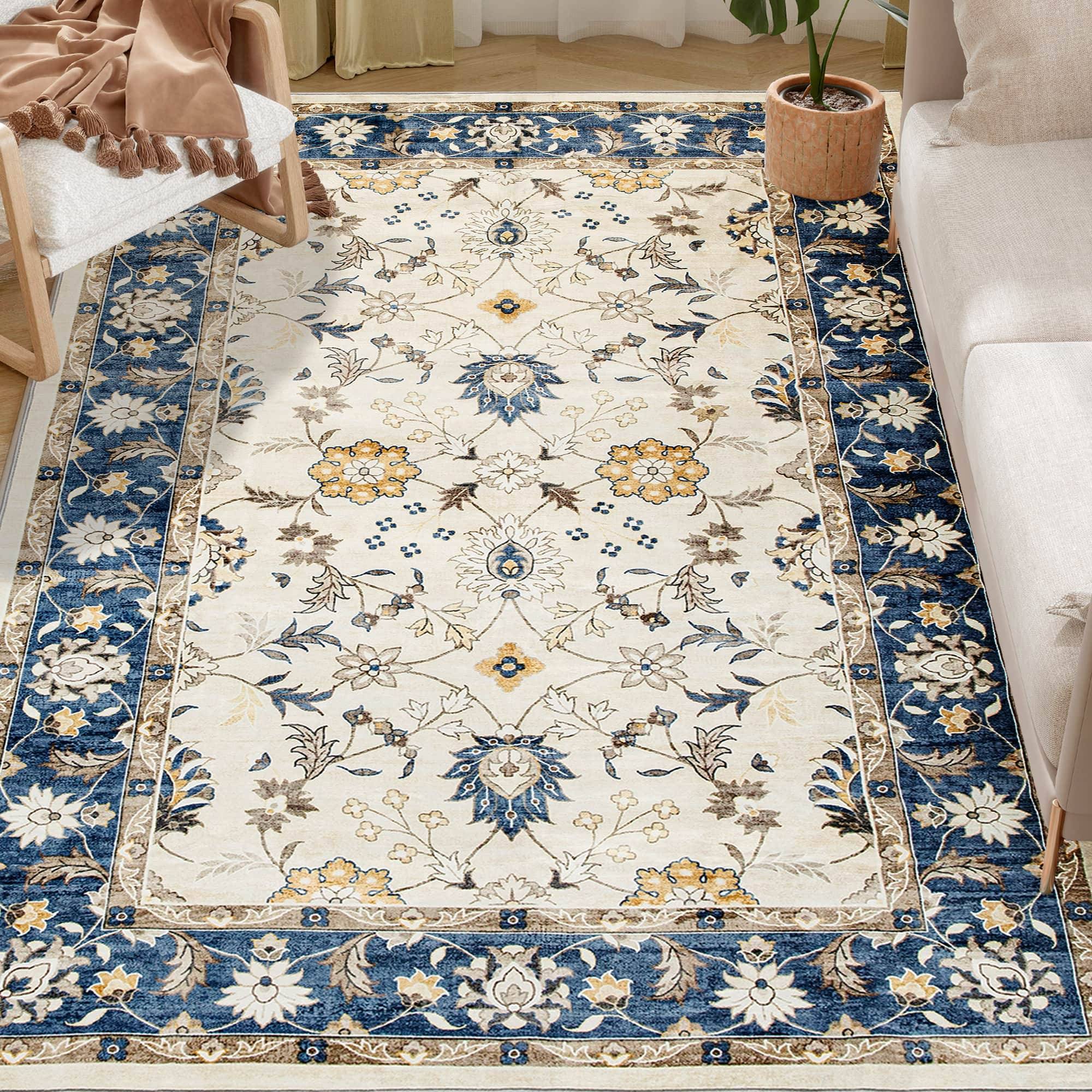 Homcom Area Rug 5x7 Machine Washable Boho Floral Print