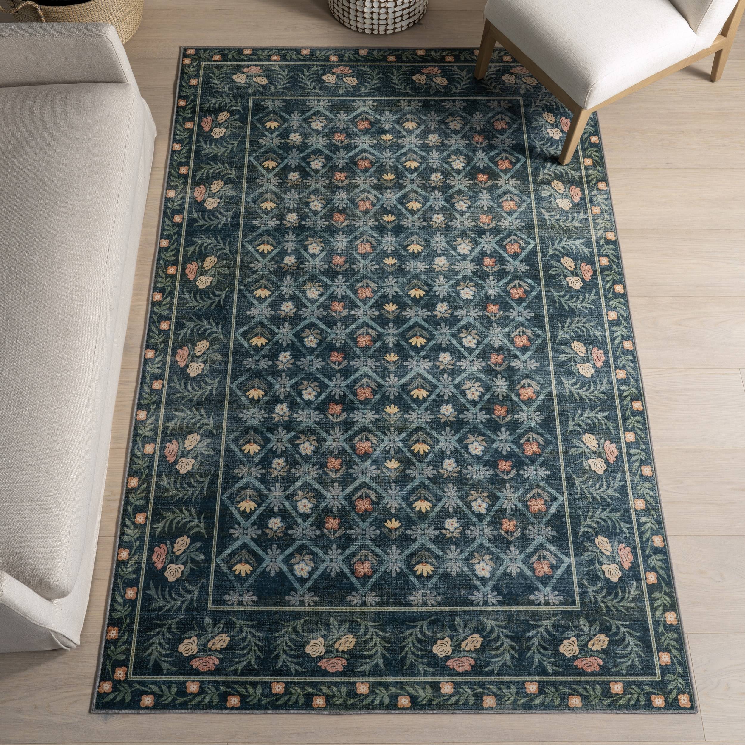 Nuloom Valley Floral Area Rug Turquoise, Blue