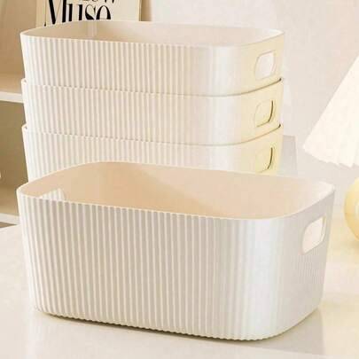 Shein Beige Desktop Storage Rectangular Box & Basket